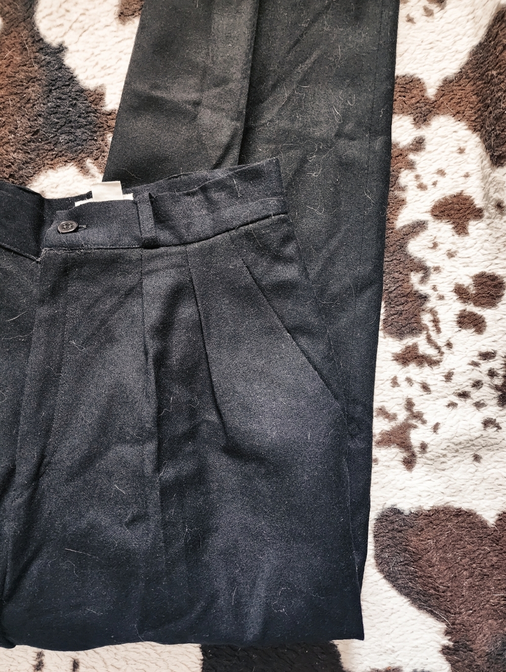 WOMEN'S 80'S WOOL TROUSERS- BLACK - Picture 3 of 6